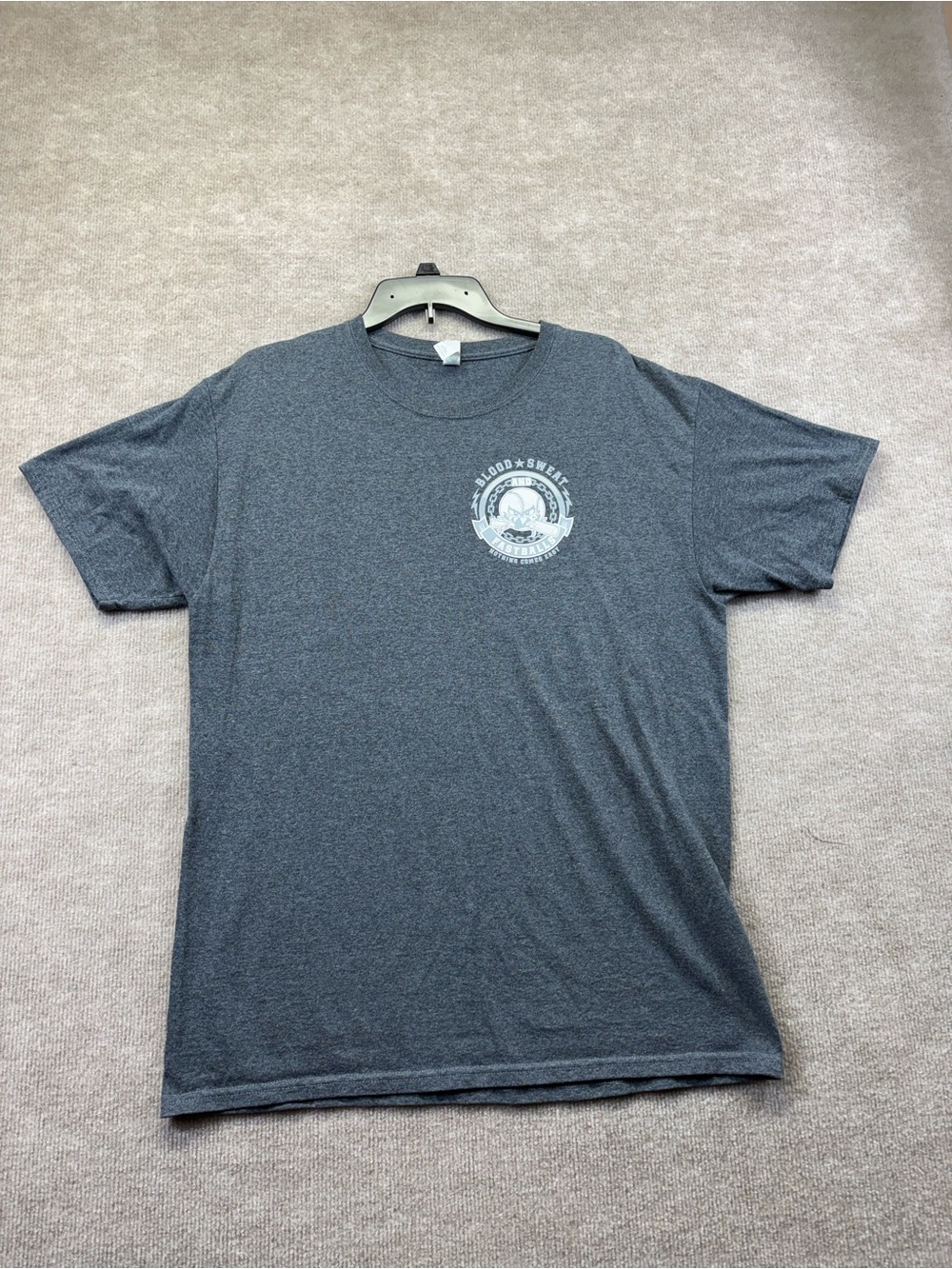 Jerzees Tee Front Says Blood Sweat Fastballs Size Large